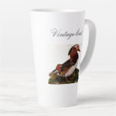 ヴィンテージカラフルカモの鳥と葉 カフェラテマグ (右アングル)