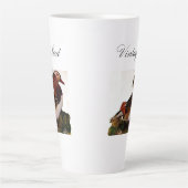 ヴィンテージカラフルカモの鳥と葉 カフェラテマグ (正面)