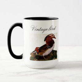 ヴィンテージカラフルカモの鳥と葉 マグカップ
