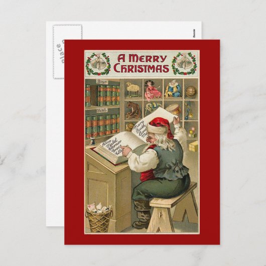 ヴィンテージカラフルクリスマスはがき シーズンポストカード (正面/裏面)