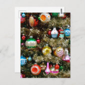 ヴィンテージカラフルクリスマスオーナメント ポストカード (正面/裏面)