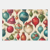 ヴィンテージカラフルクリスマスオーナメント ラッピングペーパーシート (正面3)