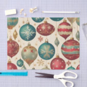 ヴィンテージカラフルクリスマスオーナメント 薄葉紙 (クラフト)