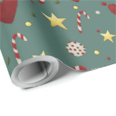 ヴィンテージカラフルクリスマステーマパターン ラッピングペーパー (ロールコーナー)