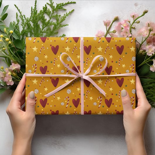 ヴィンテージカラフルクリスマステーマパターン ラッピングペーパー