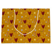 ヴィンテージカラフルクリスマステーマパターン ラージペーパーバッグ (正面)