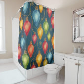 ヴィンテージカラフルクリスマスライトデコール シャワーカーテン (インサイチュ)