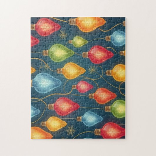 ヴィンテージカラフルクリスマスライトデコール ジグソーパズル (縦)