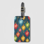 ヴィンテージカラフルクリスマスライトデコール ラゲッジタグ (正面縦)