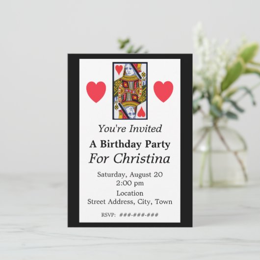 ヴィンテージカラフルク華美イーン・オブ・ハート誕生日 招待状 (スタンド正面)