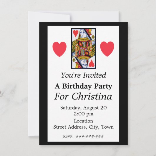 ヴィンテージカラフルク華美イーン・オブ・ハート誕生日 招待状 (正面)