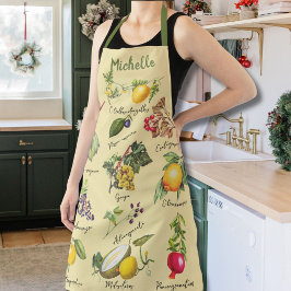 ヴィンテージカラフルコラージュ名前をカスタムする エプロン