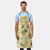 ヴィンテージカラフルコラージュ名前をカスタムする エプロン (着用した状態)
