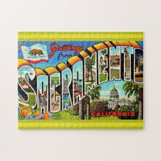 ヴィンテージカラフルサクラメントCA ジグソーパズル (横)