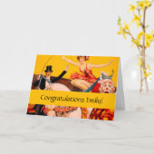 ヴィンテージカラフルサーカスパフォーマーのポスター カード (黄色い花)