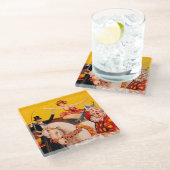 ヴィンテージカラフルサーカスパフォーマーのポスター ガラスコースター (アングル)