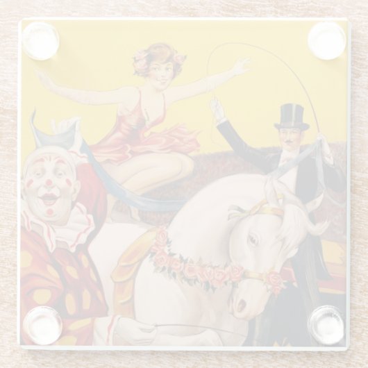 ヴィンテージカラフルサーカスパフォーマーのポスター ガラスコースター (裏面)