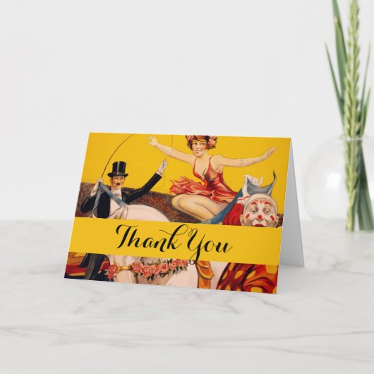 ヴィンテージカラフルサーカスパフォーマーのポスター サンキューカード (正面)