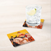 ヴィンテージカラフルサーカスパフォーマーのポスター スクエアペーパーコースター (インサイチュ)