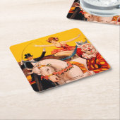 ヴィンテージカラフルサーカスパフォーマーのポスター スクエアペーパーコースター (アングル)