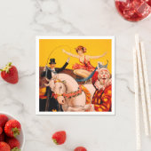 ヴィンテージカラフルサーカスパフォーマーのポスター スタンダードカクテルナプキン (インサイチュ)