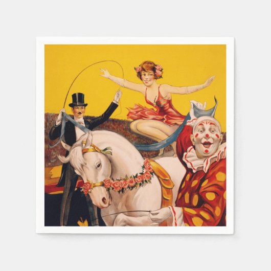 ヴィンテージカラフルサーカスパフォーマーのポスター スタンダードカクテルナプキン (正面)