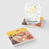 ヴィンテージカラフルサーカスパフォーマーのポスター ストーンコースター (横)