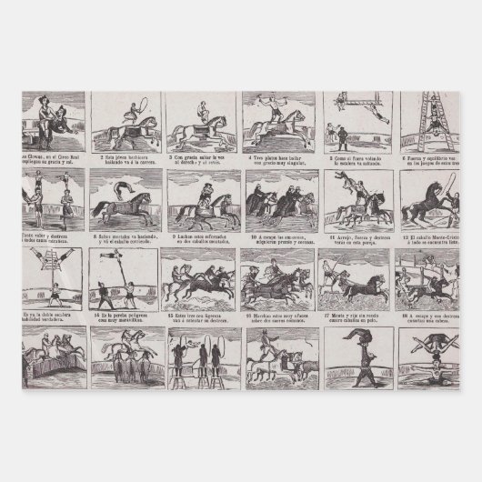 ヴィンテージカラフルサーカスパフォーマーのポスター ラッピングペーパーシート (正面3)