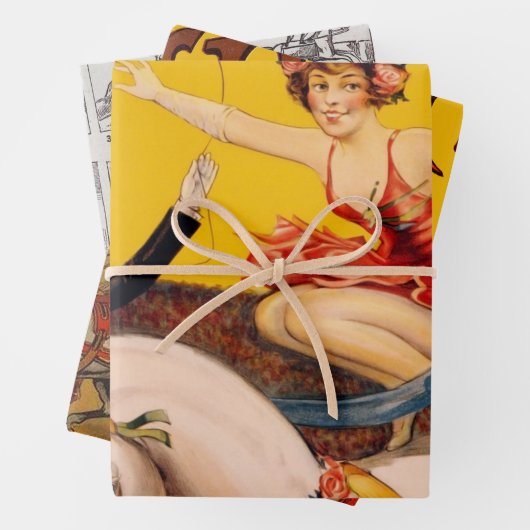 ヴィンテージカラフルサーカスパフォーマーのポスター ラッピングペーパーシート (インサイチュ)