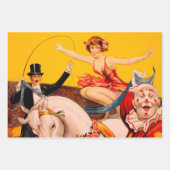 ヴィンテージカラフルサーカスパフォーマーのポスター ラッピングペーパーシート (正面)