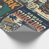 ヴィンテージカラフルサーフィンポスターはサーフバスとセット ラッピングペーパー (角)