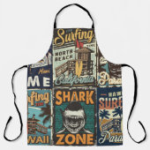 ヴィンテージカラフルサーフィンポスターセット エプロン (正面)