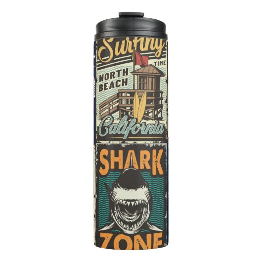 ヴィンテージカラフルサーフィンポスターセット タンブラー (正面)