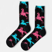 ヴィンテージカラフルスタイルホースブラックおもしろいソックス ソックス (左)