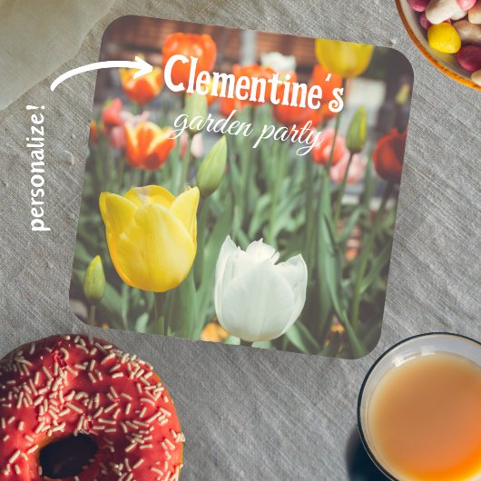 ヴィンテージカラフルスタイル春チューリップ コースター