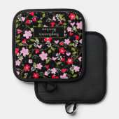 ヴィンテージカラフルスタイル花柄 鍋敷き (正面/裏面)