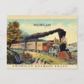 ヴィンテージカラフルスチームトレインアート，名前，メッセージ ポストカード (正面)