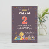 ヴィンテージカラフルセサミストリートキャラクター誕生日 招待状 (スタンド正面)