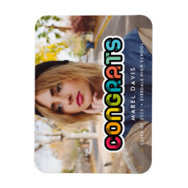 ヴィンテージカラフルタイポグラフィ写真の卒業 マグネット