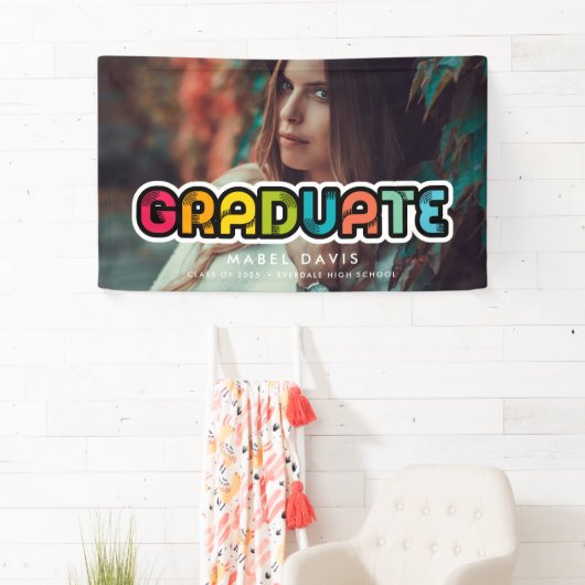 ヴィンテージカラフルタイポグラフィ写真研究科 横断幕 (インサイチュ)