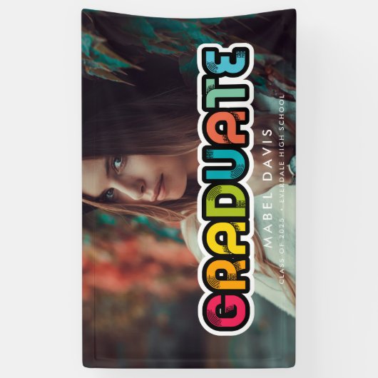 ヴィンテージカラフルタイポグラフィ写真研究科 横断幕 (縦)