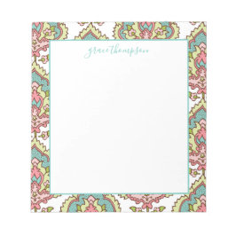 ヴィンテージカラフルダマスク模様 ノートパッド