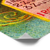 ヴィンテージカラフルダリアフラワーズ ポスター (角)