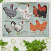 ヴィンテージカラフルチキン品種 キッチンタオル (折り畳み)