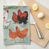 ヴィンテージカラフルチキン品種 キッチンタオル (四つ折り)