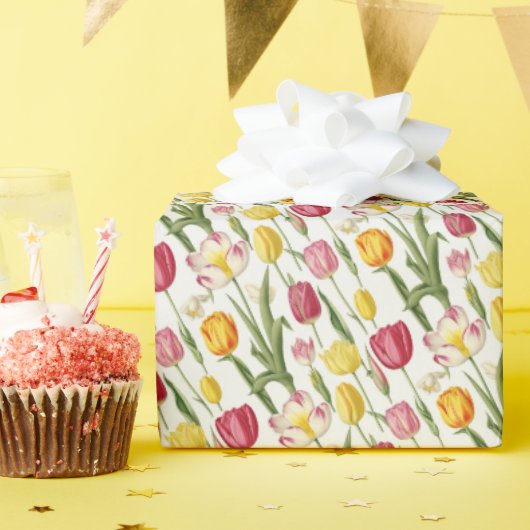 ヴィンテージカラフルチューリップ ラッピングペーパー (誕生日パーティー)