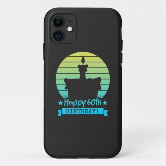 ヴィンテージカラフルハッピー60thお誕生日ケーキ Case-Mate iPhoneケース (裏面)
