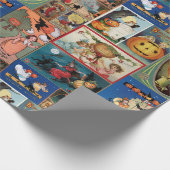 ヴィンテージカラフルハロウィーンカードコラージュ ラッピングペーパー (角)