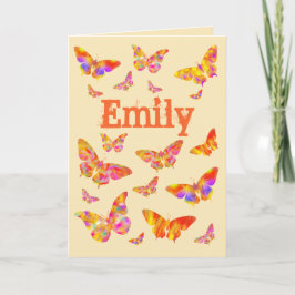 ヴィンテージカラフルバタフライアートエミリー名 シーズンカード