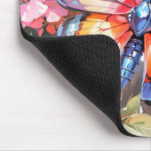 ヴィンテージカラフルバタフライアート マウスパッド (コーナー)